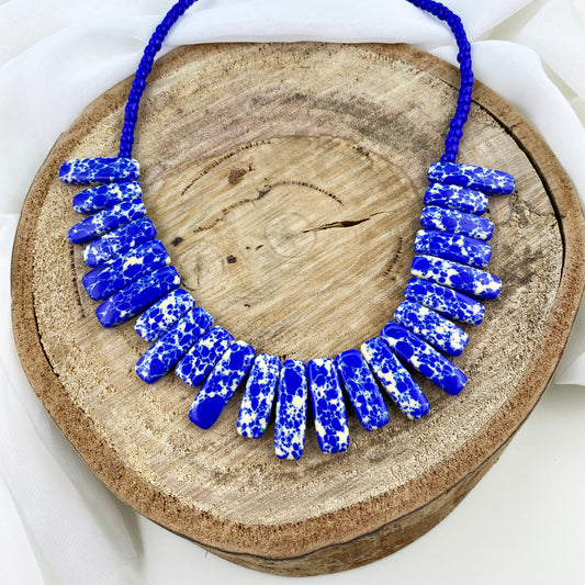 Blue & White Beaded Necklace