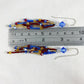Blue, Red & Yellow Fringe Dangle Earrings