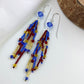 Blue, Red & Yellow Fringe Dangle Earrings
