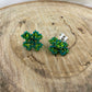 Beaded Green Clover Stud Earrings