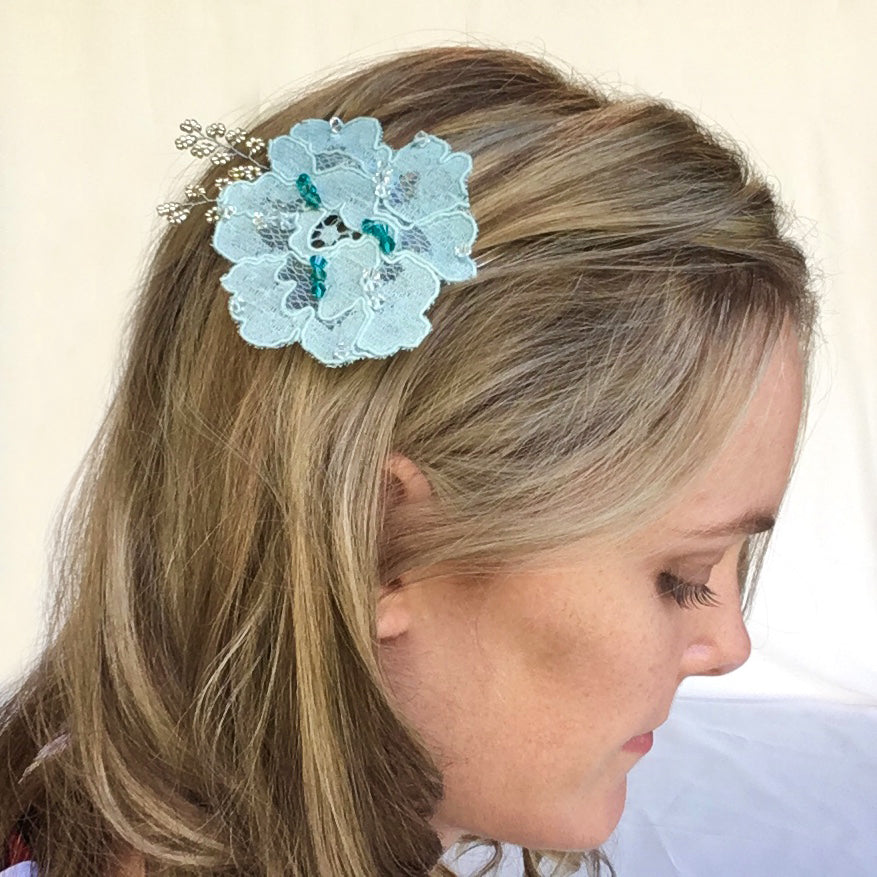 Turquoise Flower Lace Hair Accessories