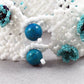 White Beaded Net Bracelet with Turquoise Beaded Flowers