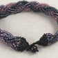 Purple, Pink and Black Braided Beaded Bracelet