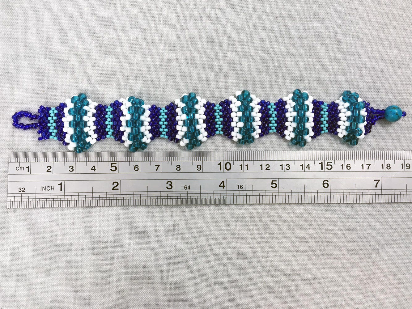 Blue & White Wavy Beaded Bracelet