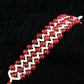 Wide Red and White Zigzag Beaded Bracelet