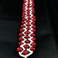 Wide Red and White Zigzag Beaded Bracelet