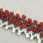 White and Turquoise Beaded Bracelet with Red Crystals