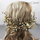 Gold Leaves, White Pearls & Purple Crystals Hair Accessory