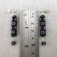 Beaded tube earrings with flowers - green, black, purple