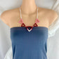 Pink and Red Beaded Triangle Necklace