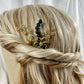 Black and Gold Beaded Hair Accessories - Wedding Set