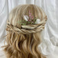 Crystal Beaded Hair Comb Accessory with Silver Leaves - pink, blue, red, green