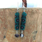 Beaded tube earrings with flowers - green, black, purple