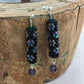 Beaded tube earrings with flowers - green, black, purple