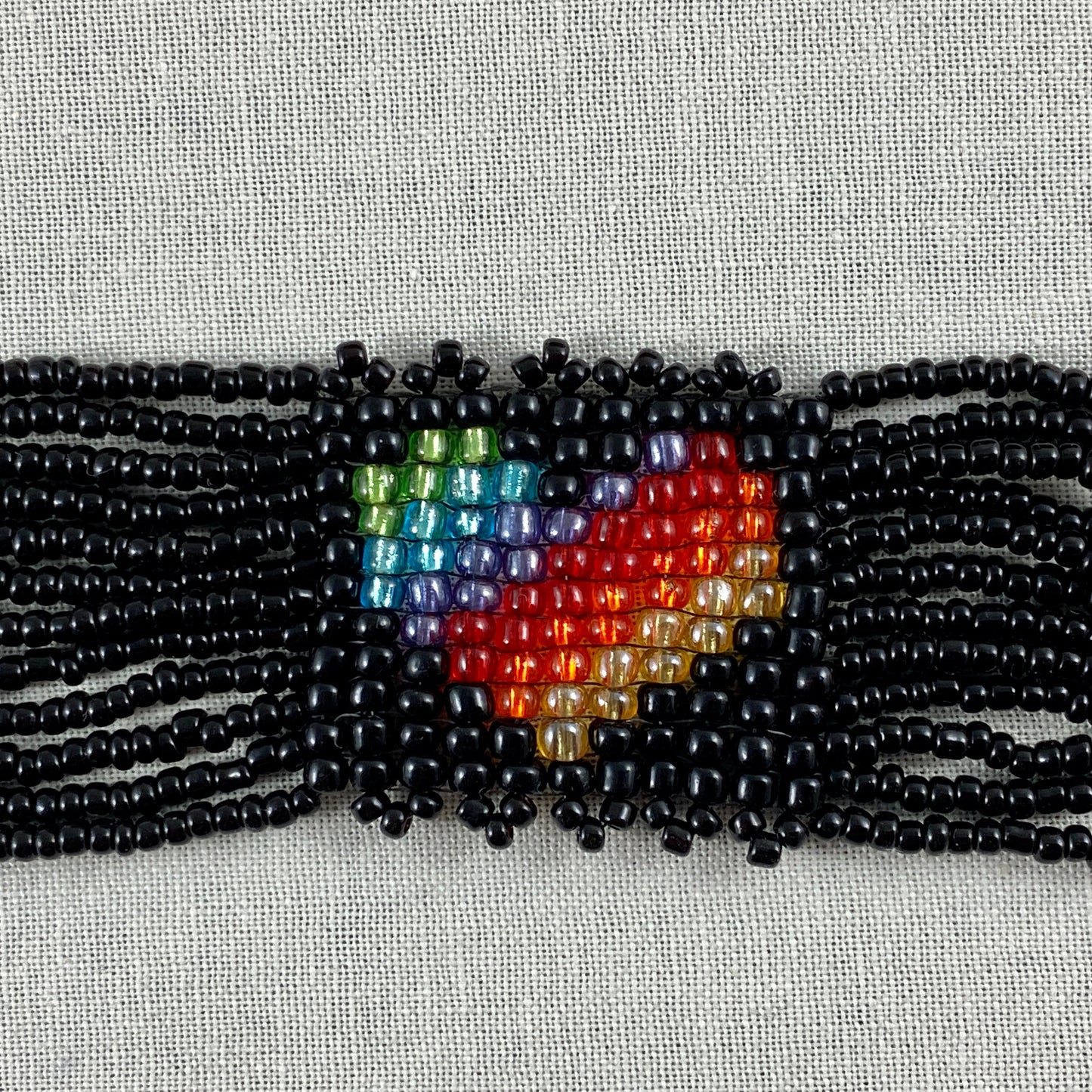 Black & Rainbow Heart Beaded Choker Necklace