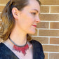Silver and Red Beaded Necklace - short choker necklace